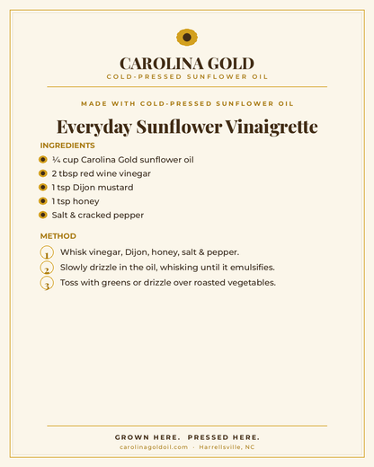 Recipe: Everyday Sunflower Vinaigrette with Carolina Gold sunflower oil